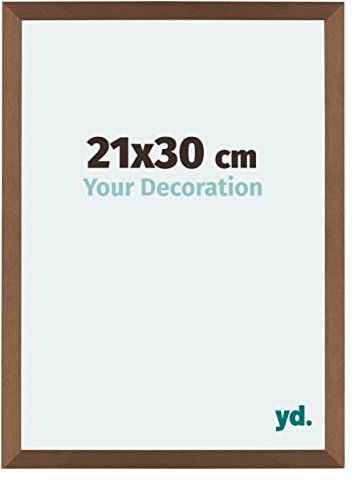 yd. Your Decoration - Bilderrahmen 21x30 cm - Kupfer Dekor - Billderrahmen aus MDF mit Acrylglas - Antireflex - 21x30 Rahmen - Mura