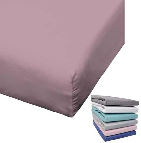 Bierbaum Biber Spannbettlaken Baumwolle 180x200 cm Weiß Grau Blau Rosa Türkis Silber Flieder Grün Taupe Rundgummi, Farbe:Flieder