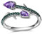 Gem's Beauty echter Amethyst, verstellbare Ringe, 925er Sterlingsilber, Rose, Dorn und Knospe, handgefertigter offener Ring für Frauen und Mädchen, Silberringe mit Geburtsstein im Februar