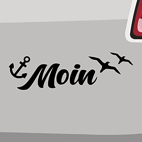 Stickerfreaks Moin Aufkleber Nordsee - 6 Größen, 21 Farben - Anker Ostsee Küste Urlaub - Schwarz, Vinyl, Matt, Outdoor, Sticker, Aufkleber