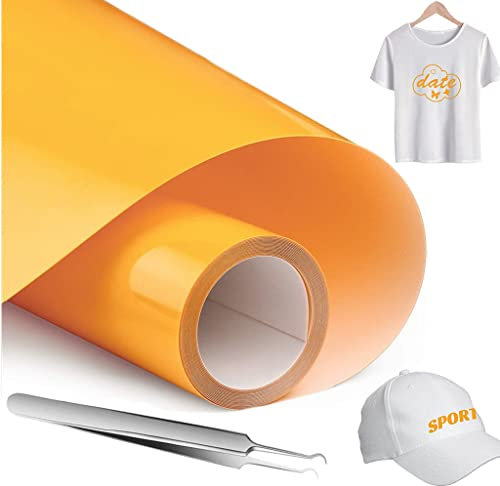 NCRGB Vinilo Textil Termoadhesivo Vinilo(Añadir Herramienta) Papel Transfer para Camisetas,Plotter de Corte,Vinilo Termoadhesivo Textil Fácil de cortar y Transferir (30.5×305cm, Naranja)