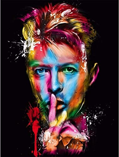 YUNLINZI DIY Paint by Numbers for Adults Beginner David Bowie Colored Portraits 16 x 20 inch Oil Painting with Brushes and Acrylic Pigment Toy Hand-Painted Gift Wall Art Decor -Frameless