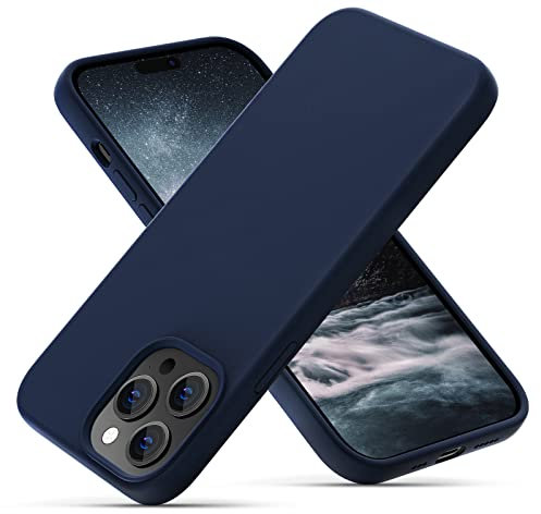 OitiYaa Silicone Case Compatible with iPhone 14 Pro Case 6.1 Inch, Soft Ultra Slim Protective Shockproof Liquid Silicone Phone Case with Anti-Scratch Microfiber Lining,Navy Blue