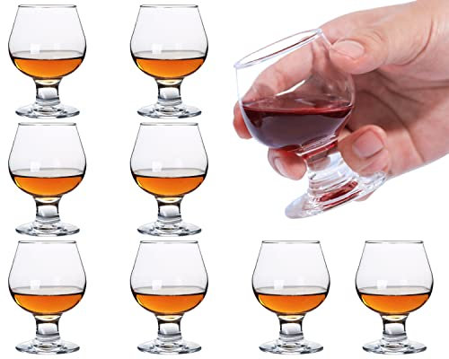 Soopiiso Bicchieri da shot da 50 ml, set di 8 graziosi bicchieri da brandy cognac, trasparenti da shot, mini bicchiere da brandy
