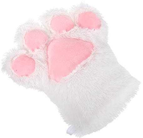 NUOBESTY Katze Plüsch Klauenpfote Handschuh Fäustlinge Katzenpfote Handschuh Tier Volle Finger Plüschhandschuh Handhandschuh Für Kinder Winter Cosplay Kostüm Stütze 1Pc