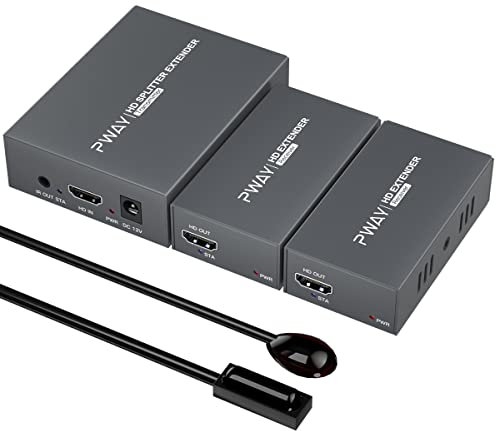 PWAY PW-HT246P2IR HDMI Extender Splitter 60m/196ft von Cat5e/Cat6/CAT7-Kabelunterstützung 4K@60Hz Auflösung 、 IR-Steuer- und POC-Funktion