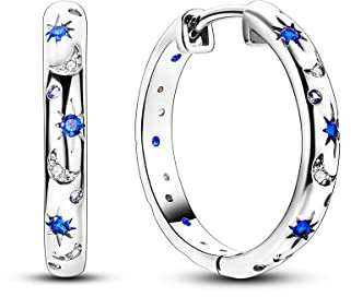 NARMO Hoop Ohrringe für Frauen - 925 Sterling Silber Mond Ohrringe Runde für Frauen