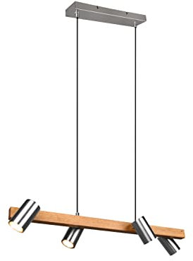 Trio Leuchten Pendelleuchte Marley 312490407, Metall Nickel matt, Holz, exkl. 4x GU10