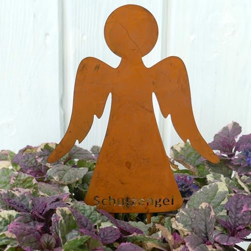 Storm's Gartenzaubereien Gartenstecker Rost - Schutzengel Figur zum Stecken in Rostoptik 22cm - Engel