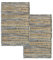 HAMID - Packen 2 Teppiche Woll- und Jute-Teppich Olivia, Handgewebter Woll-Jute-Teppich für Wohnzimmer, Schlafzimmer, Blau Geädert, (40 x 60 cm)