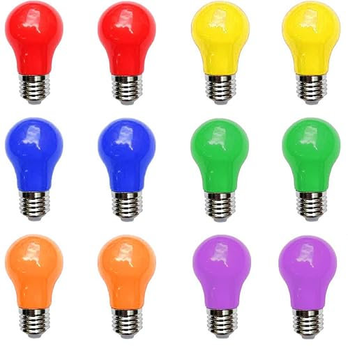 Aiwerttes Farbige LED Glühbirne E27 3W Birnenförmige Birne,gemischte Farben Glühbirnen für Feen Lichter Bunte Halloween Party Dekoration,12 stücks,Rot Gelb Blau Grün Orange Lila