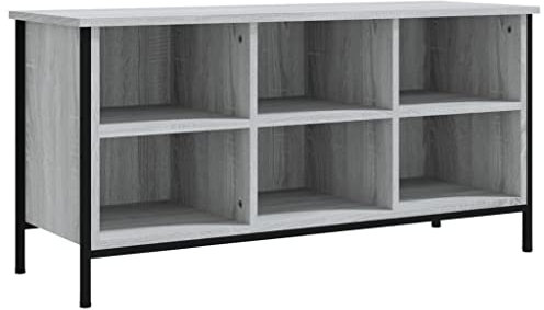 vidaXL Schuhregal, Schuhschrank mit Sitzfläche 6 Fächern, Schuhablage Stahlrahmen, Schuhbank Sitzbank Schuhaufbewahrung, Grau Sonoma 100x35x50cm Holzwerkstoff