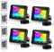 Cecaylie Foco LED RGB para exteriores, 4pcs 10 W Proyector RGB Exterior con mando a distancia, regulable, 16 colores 4 modos IP66, resistente al agua, función de memoria para Terraza