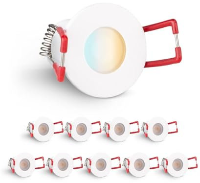 LongLife LED 10er Set Einbaustrahler Mini 3W CCT 2700K-6500K 2700K weiß RAL 9016 IP65 Dimmbare Strahler für Terrassenüberdachung, Carports, Dachüberständen