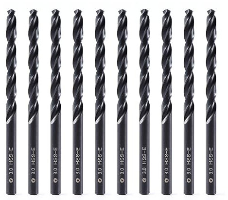 DelitonGude 3,0mm HSS M35 Cobalt Twist Bohrer, Hochgeschwindigkeitsstahl, Satz 10, passend für Stähle, Gusseisen und andere Metalle (3,0mm)