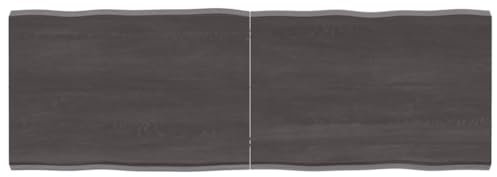 SKM Tischplatte Dunkelgrau 120x40x4 cm Eichenholz mit Baumkante,9,85 KG,364022,Color: Grau