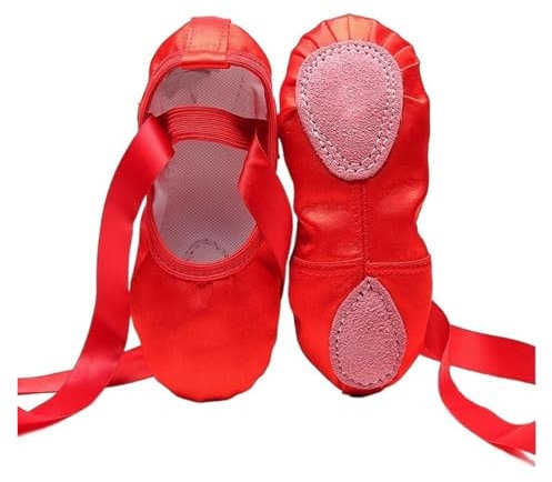 QSCTYG ballet shoes Girls Ballerina Ballet Shoes Pink Nude Women Satin Professional Ballet Shoes for Dancing 21 (Color : Red, Size : 13.5)