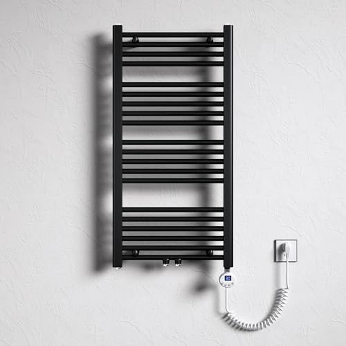 Mai & Mai Badheizkörper Handtuchheizkörper Badheizung Heizkörper bad 50x100 cm matt Anthrazit, Handtuchwärmer für Strom, Seitenanschluss, Röhrenheizkörper mit Heizstab 600W