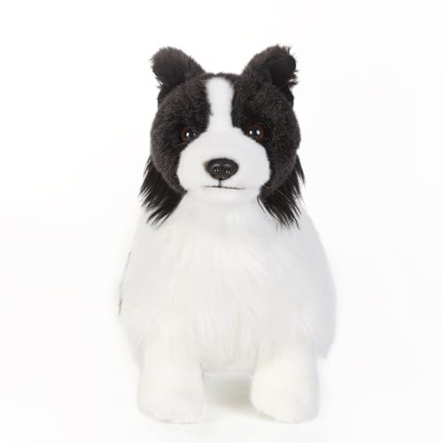 lilizzhoumax Hund Border Collie Plüschtier 28cm/11”, Simuliertes Tier Hund Plüschtier Kawaii Hund Kuscheltier Realistische Hund Plüsch Spielzeug für Wilde Tiere, Geschenk für Freunde und Kinder