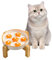 Elevated Slow Feeding Cat Bowl - Raised Anti-Slip Bamboo Stand - Colorful Maze Cat Dish - 6 OZ - Bright Orange Flower
