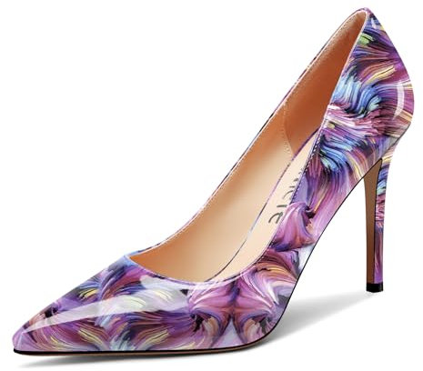Castamere Donna Chiusa a Punta Spillo Alto High Tacco Heel Slip-on Ufficio Pumps Classico Casual Scarpe 10 CM Heels Vortice Viola 40 EU
