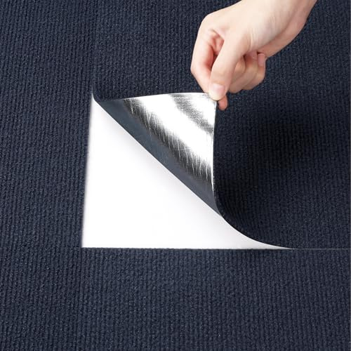 Livelynine Peel and Stick Carpet Tiles Dark Blue 30x30 Self Adhesive Carpet Tiles Blue 32-Tiles Hard Wearing Carpet Floor Tiles for Office Commercial Home Anti-Slip Floor Covering Square Carpet Tiles