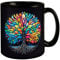 Lebensbaum Tasse in Schwarz farbenfroh vielfältig - buntes Design mit Natur-Motiv das Wachstum symbolisiert