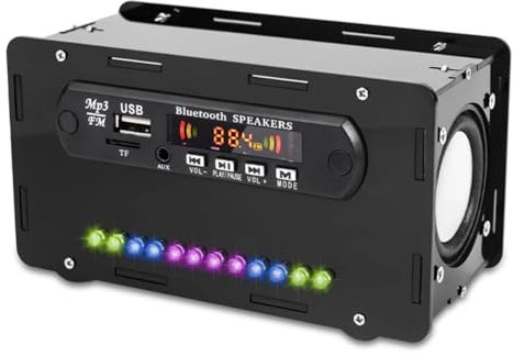 Stroagymoon DIY Bluetooth Speaker Kit LED FM Radio USB Mini Home Sound Amplifier with Digital Display Soldering Project(Black)