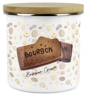 Purely Home Bourbon Biscuit Storage Canister - Novelty Cookie Jar Enamel Kitchen Storage Tin - Food Gifts