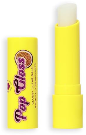 I Heart Revolution Pop Gloss Balm, Hydrating Lip Balm With Glossy Finish & Hint Of Colour, Vegan & Cruelty-Free, Passionfruit Clear