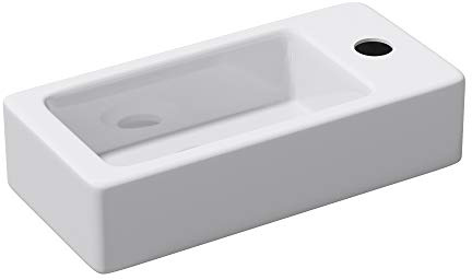 doporro Lavabo Vasque à Suspendre à Monter au Mur Lave-Mains 37,5x18x8,8cm | Céramique, pour WC d'Invités, Brüssel3053L