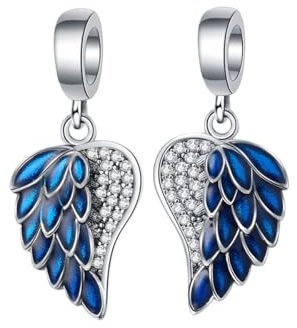 GOUWO Federflügel Charms aus 925er Silber für Armbänder und Halsketten passend für Pandora Armbänder Geburtstag Halloween Muttertag Valentinstag Geschenke für Frauen Mutter Tochter Sie selbst