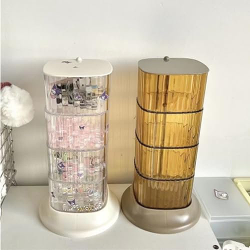 Rotating Hair Accessories Storage Box, Multifunctional 4 Tier Rotating Jewelry Storage Box Plastic for Headband (Orange)