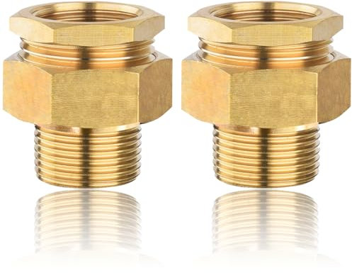 2 Stück Messing Verschraubung 1 Zoll, 1 AG x 1 IG Messing Gewindefittings, G1 Zoll Verschraubung Konischdichtend mit Außengewinde und Innengewinde, DN25 Rohrverschraubung Gewindefitting