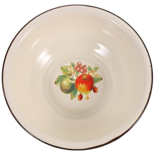Ciieeo Vintage Style Enamel Basin Home Enamel Washbasin Large Capacity Soup Basin Multi-Functional Kitchen Utensil Safe Sturdy