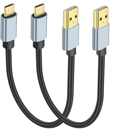 JSADZKJ USB Micro CableUSB A a USB Micro 2.0 de nylon trenzado cable de carga rápida USB Micro Android Cable de carga para teléfono móvil,ordenador portátil,auriculares Bluetooth (2pcs) (30CM/0.98Ft)