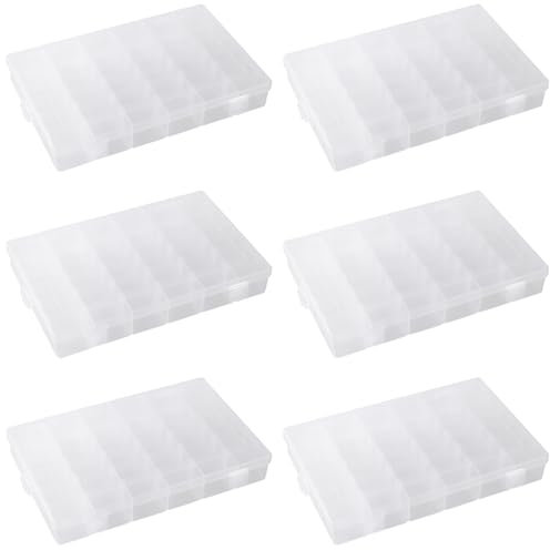 MANCHAP 6 PCS 36 Grids Adjustable Plastic Jewellery Storage Box, Clear Bead Storage Box for Earrings, Small Accessories