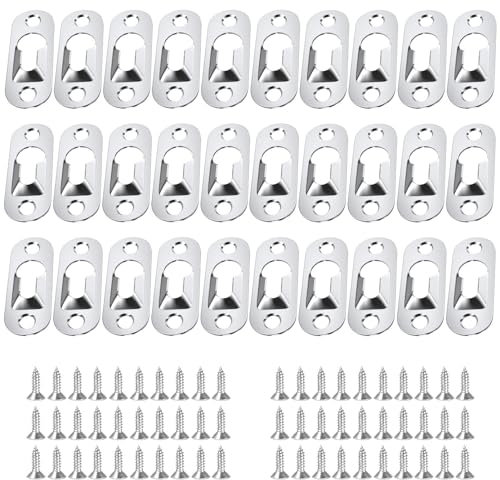 30 Pcs Keyhole Hanger, Sawtooth Picture Hanger with 60 Pcs Screws, Wall Fixings for Pictures, Heavy Duty Mirror Fixings Plate Hangers for Walls(Silver)