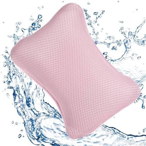 Quuylin Oreiller de Bain, Oreiller de Bain pour Baignoire, Oreiller de Bain Spa Ergonomique, avec 2 ventouses puissantes, pour Un Maintien Ferme, Oreiller pour Une Relaxation optimale du Cou (Rose)