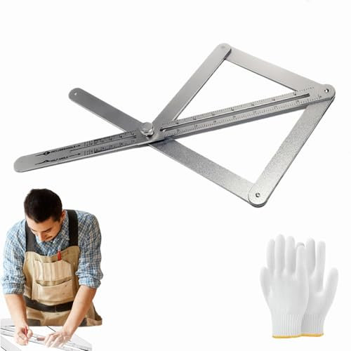 Premium-Winkelschmiege mit Skalen,Präzisions-Winkelmesswerkzeug mit Feststellbaren Metallknöpfen,Mehrwinkellehre für Zimmerei,Metallbearbeitung und Heimwerkerprojekte (Lang,Silber-Aluminiumlegierung)