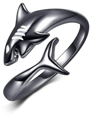 Ozean Ring Sterling Silber 925 Verstellbare Öffnung Hai/Schildkröte/Hammerkopf Ringe Ozean Schmuck Geschenke für Damen Mädchen Männer