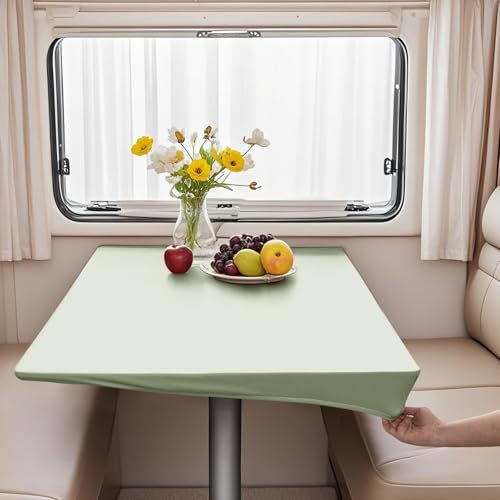 VFGFDJNDFX Spanntischdecke Rechteckig, PVC Outdoor Tischdecke Wetterfest Mit Gummizug, Abwischbare Vinyl Tischtuch Für Wohnmobil Picknick (Salbei Grün,70 * 70cm(quadra))