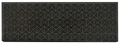 e-floor Treppenmatten Outdoor Stufenmatten aus Gummi Teppich Außen - 2er Set Treppenstufen Matten 24x73 cm Schwarz rutschfest - Gummistufenmatte Antirutschmatten - Gummimatte mit Rand Geometrisch