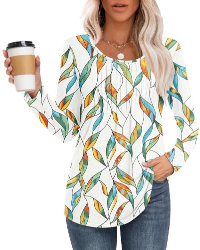 MOLERANI Ladies Tops Round Neck Loose Casual Pleated T Shirt