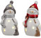 formano 1 von 2 Dekorativer Schneemann Deko Figur rot oder grau m.LED-Licht + Timer 16cm aus glasiertem Steingut, handbemalt, für Knopfzellen-Batterien 1,5V-für Winter und Weihnachten