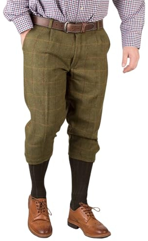 Rydale Men's Tweed Shooting Breeks Wool-Blend Fully Lined British Made Hunting Trousers Cropped Pants