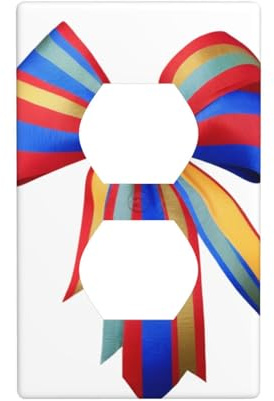 YYHHAOFA Colorful Vertical Bow Printed Double Socket Wall Panel Decorative is Durable and Suitable for Socket Light Switch Accessories 4.5x2.76in