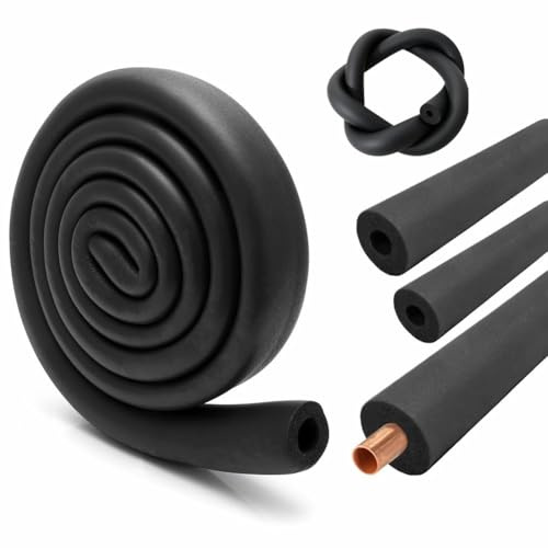LOMUG Rohrisolierung Schaumstoff, Rohrisolierung Kautschuk Ø 32mm Isolierstärke 9mm Rohrdämmung Isolierung Rohr 1,8m Isolierschlauch Dämmstoff für Heizung Sanitär Heizungsrohr Kupferrohr (Schwarz)
