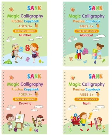 Xummpxuk Magic Groove Schreib-Übungsbücher, wiederverwendbar, gerillt, magisches Rillen-Übungsbuch, für Büro, Schreiben, Kindergarten