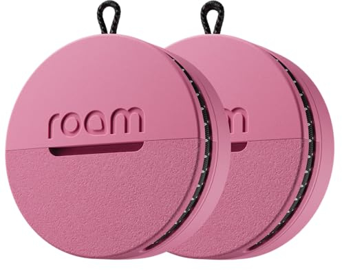 Roam Smart Tracker for iPhone & Android, Key Finder, IP67, Pink, 2 Pack | Works with Android and iPhone, Track keys, bags, bikes, and more, Replaceable 1-year battery, Water and dust resistant